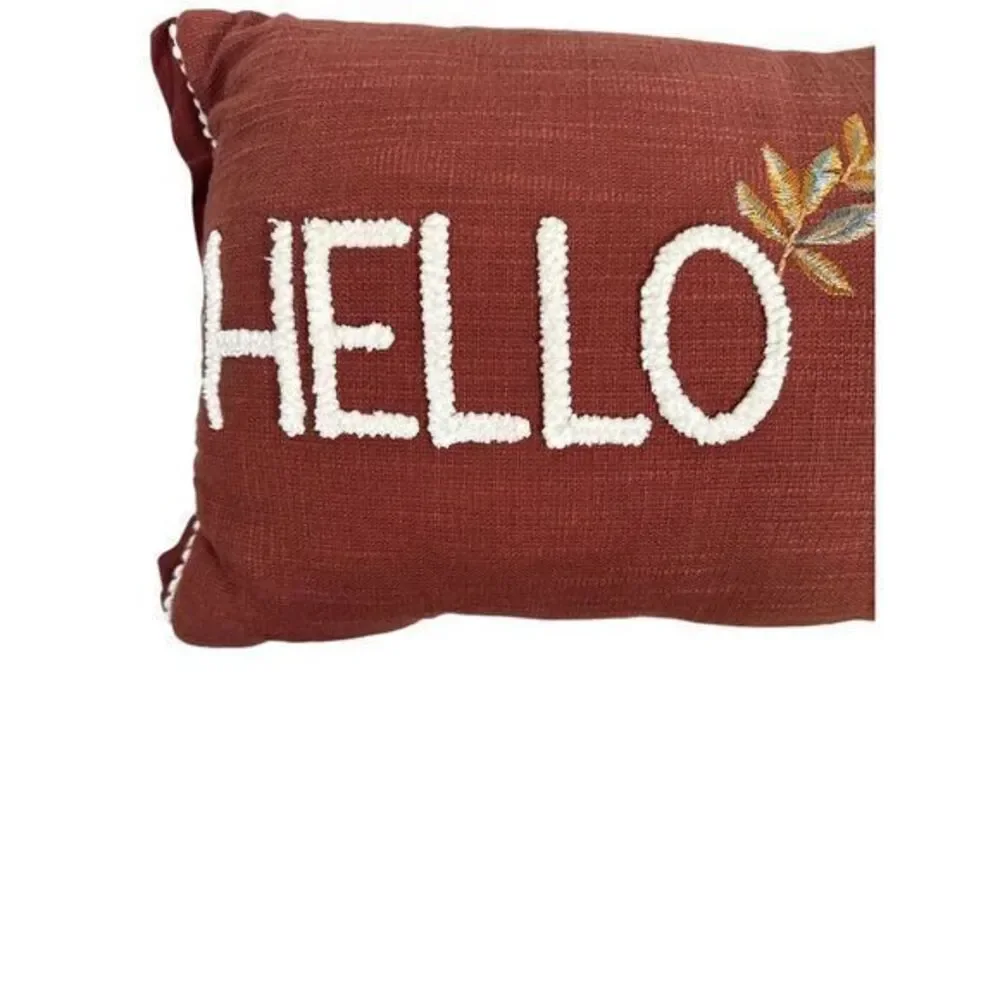 Hello Fall Throw‎ Pillow Orange Embroidery Cushion Rectangle Joann Fabrics